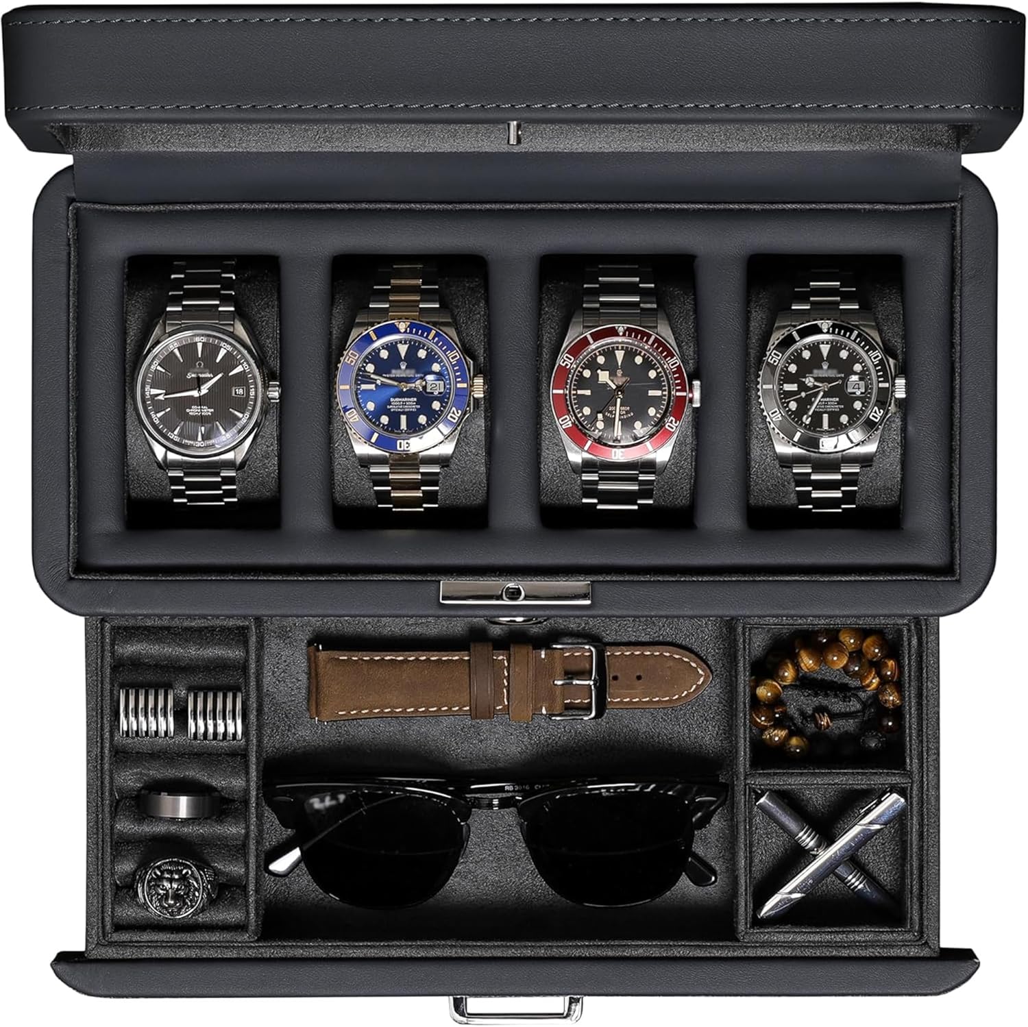 Luxury Bags For Men - Luxury 4-Slot Watch Box with Valet