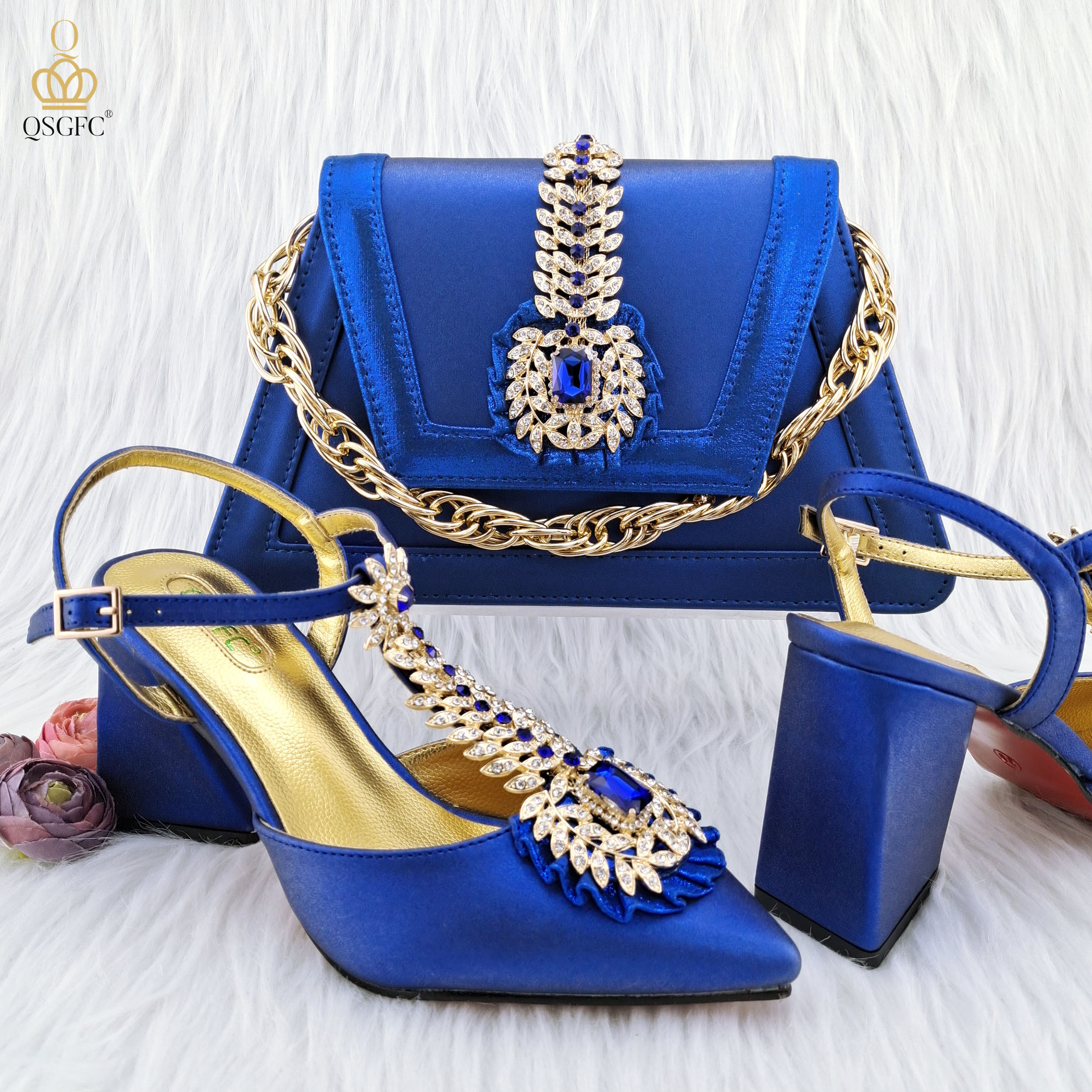 Luxury Bags And Shoes - QSGFC Royal Blue Noble Three-Dimensional Bag