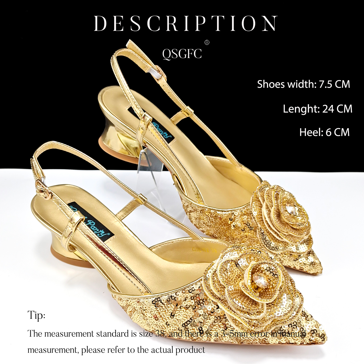 QSGFC Shiny Gold Color Shoes a - Luxury Bags And Shoes avis et prix