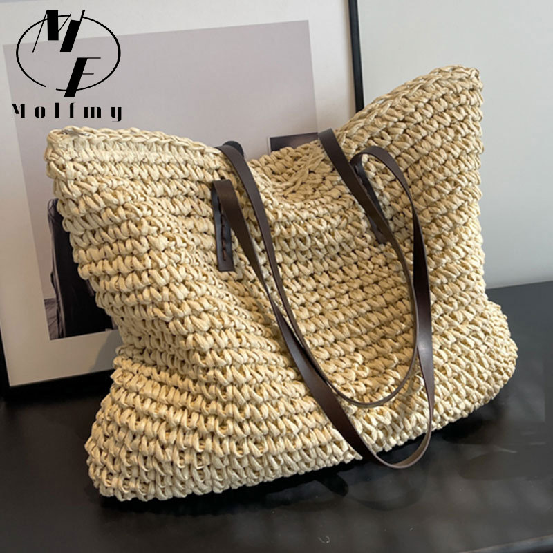 Straw Woven Tote Bags Casual L - Luxury Bags Store avis et prix