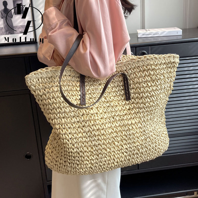 Straw Woven Tote Bags Casual L - Luxury Bags Store avis et prix