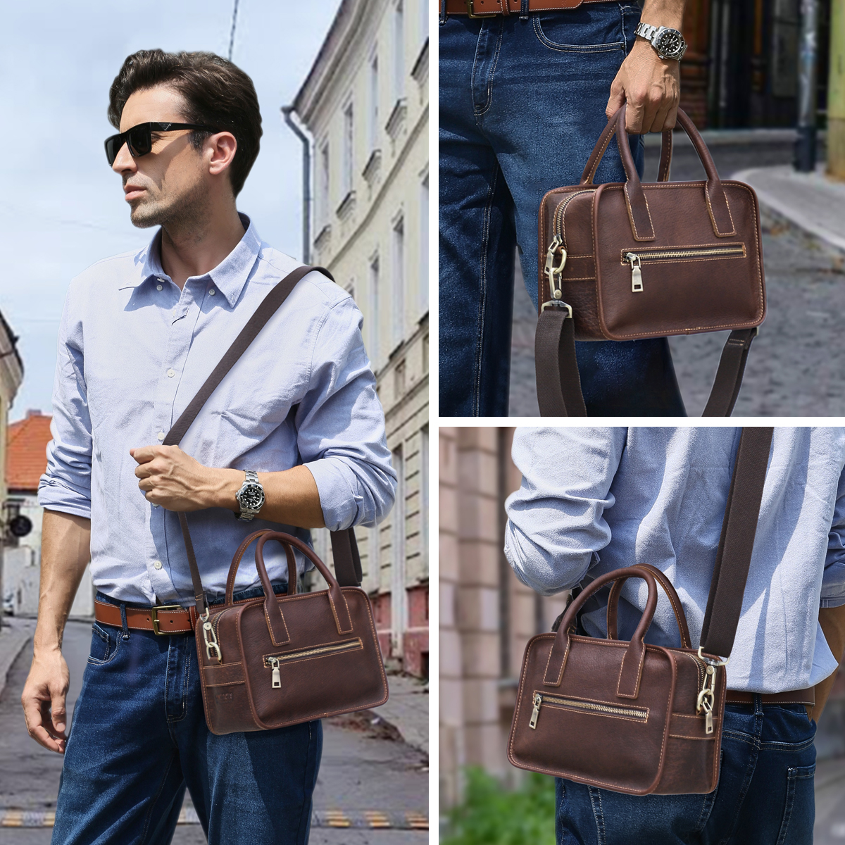CONTACT'S Genuine Leather Men  - Luxury Bags For Men avis et prix