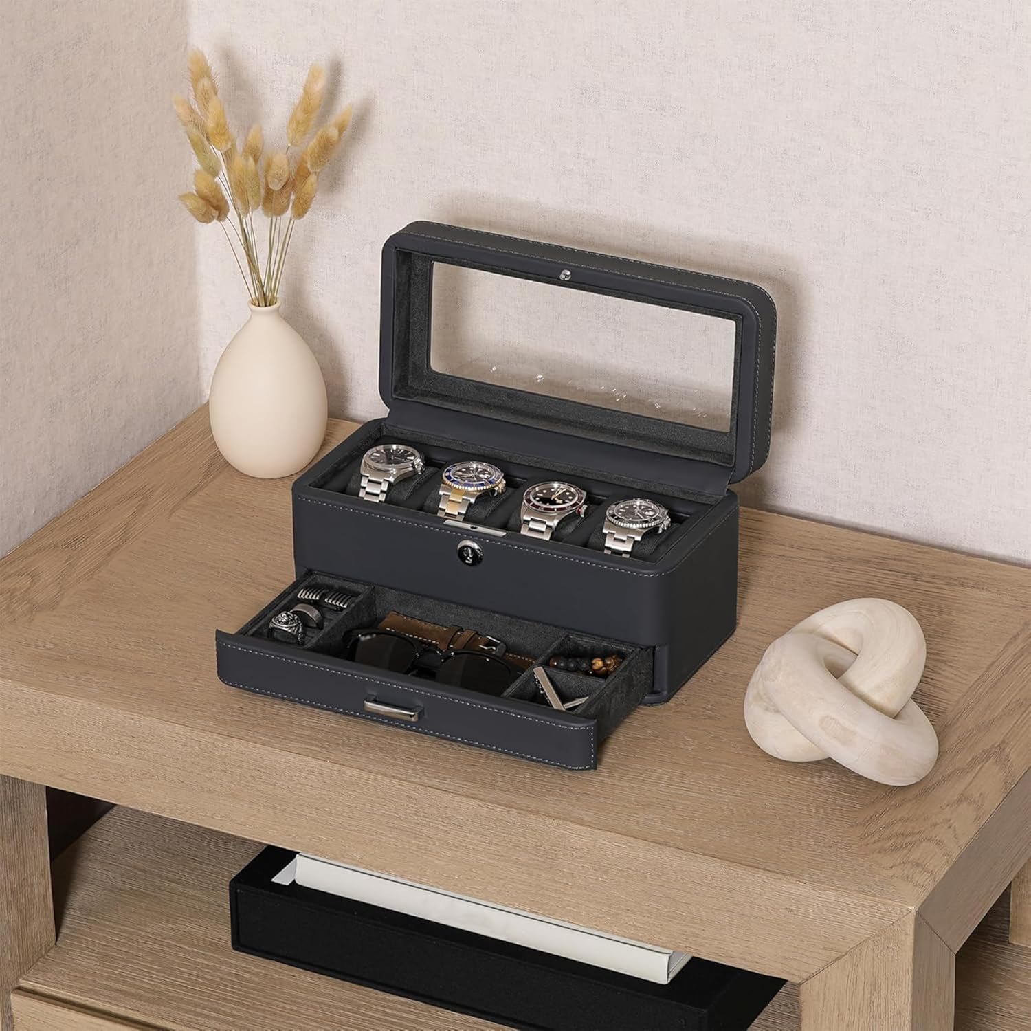 Luxury 4-Slot Watch Box with V - Luxury Bags For Men avis et prix